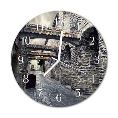 Glass Kitchen Clock Alley city grey