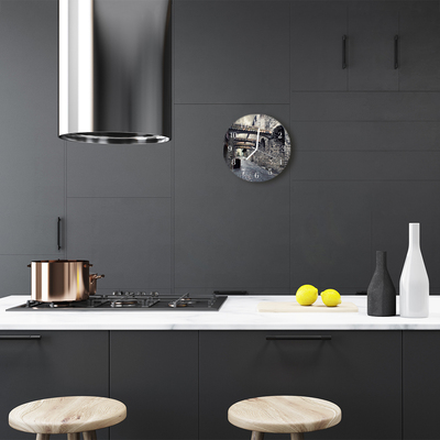 Glass Kitchen Clock Alley city grey