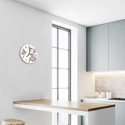 Glass Kitchen Clock Blossoms flowers & plants pink