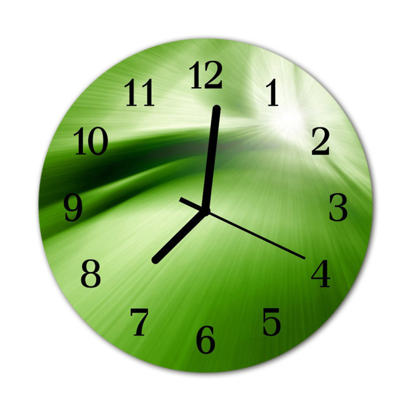 Glass Kitchen Clock Abstract art green