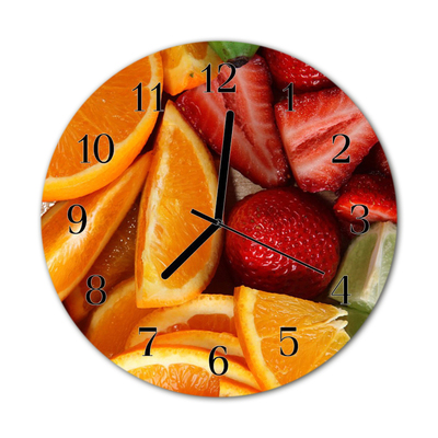 Glass Kitchen Clock Fruit kitchen orange, red