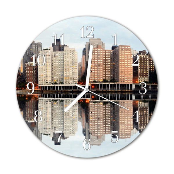 Glass Kitchen Clock Skyline city multi-coloured