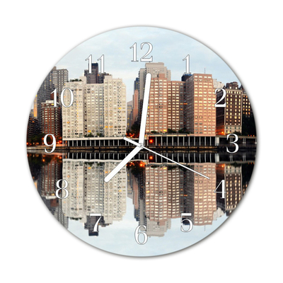 Glass Kitchen Clock Skyline city multi-coloured