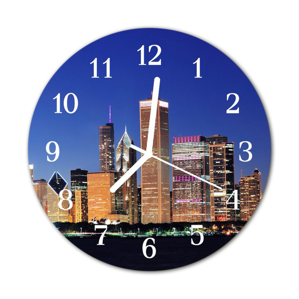 Glass Kitchen Clock Skyline city multi-coloured