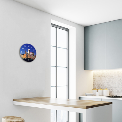 Glass Kitchen Clock Skyline city multi-coloured