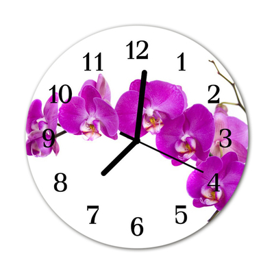 Glass Kitchen Clock Orchid flowers & plants purple