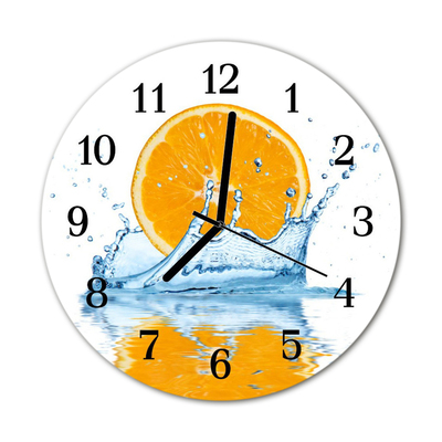 Glass Kitchen Clock Orange water kitchen orange