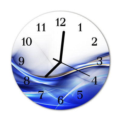 Glass Kitchen Clock Abstract lines art blue