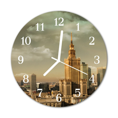 Glass Kitchen Clock Warsaw city multi-coloured