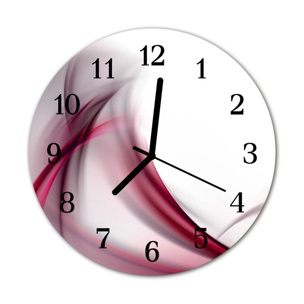 Glass Kitchen Clock Abstract lines art pink, black