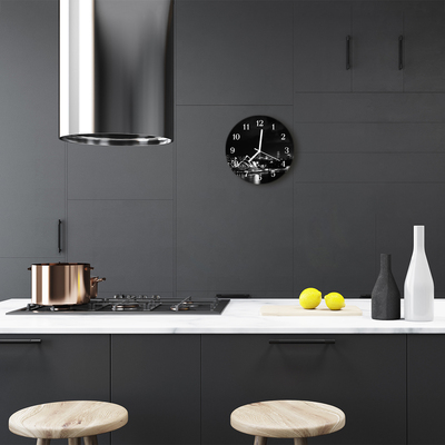 Glass Kitchen Clock Sydney skyline city black & white