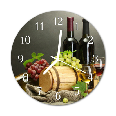 Glass Kitchen Clock Wine grapes food and drinks multi-coloured