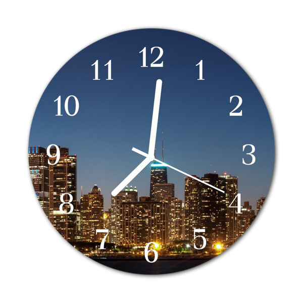 Glass Kitchen Clock Skyline city multi-coloured