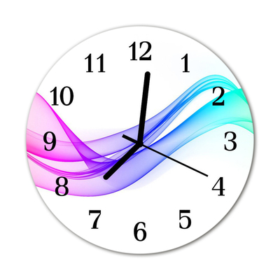 Glass Kitchen Clock Abstract lines art multi-coloured