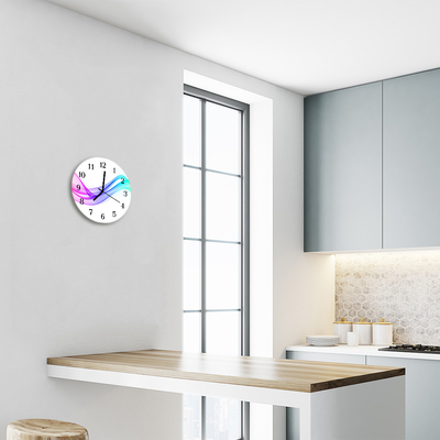 Glass Kitchen Clock Abstract lines art multi-coloured