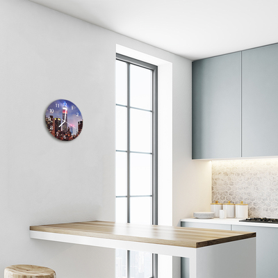 Glass Kitchen Clock Skyline city multi-coloured