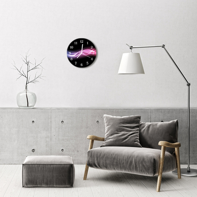 Glass Kitchen Clock Abstract lines art purple, black