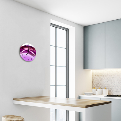Glass Kitchen Clock Abstract lines art purple