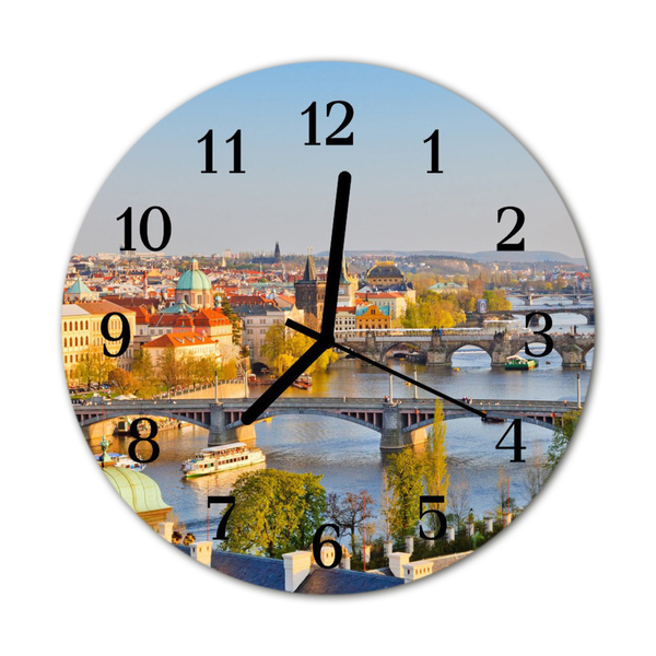 Glass Kitchen Clock City of prague city multi-coloured