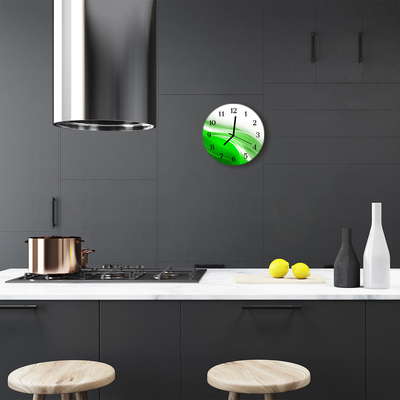 Glass Kitchen Clock Abstract art green