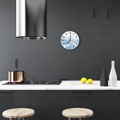 Glass Kitchen Clock Abstract lines art blue