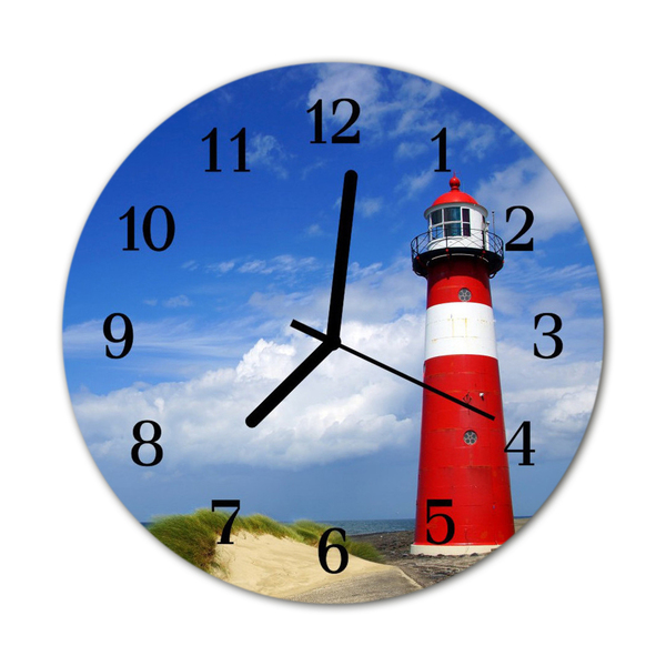 Glass Kitchen Clock Lighthouse landscapes red, blue