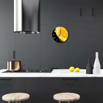 Glass Kitchen Clock Lemon food and drinks yellow