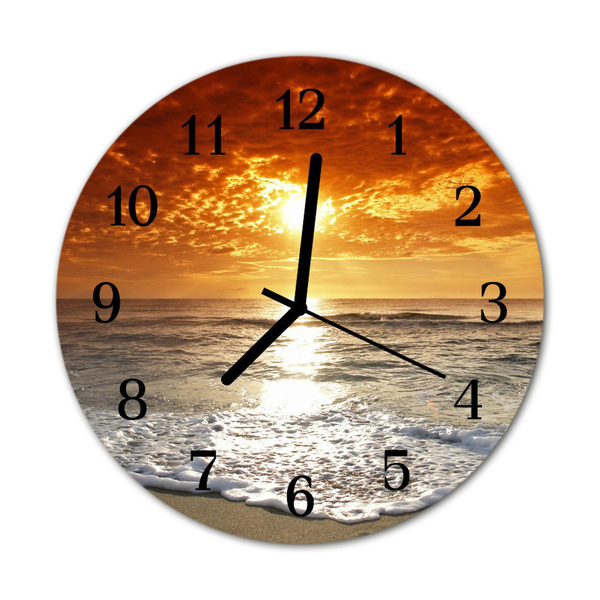 Glass Kitchen Clock Beach sea landscape orange