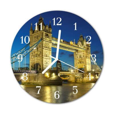 Glass Kitchen Clock Bridge london city multi-coloured