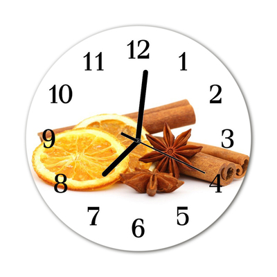 Glass Kitchen Clock Vanilla lemon food and drinks brown, yellow