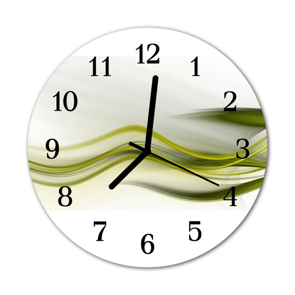 Glass Kitchen Clock Abstract lines art green