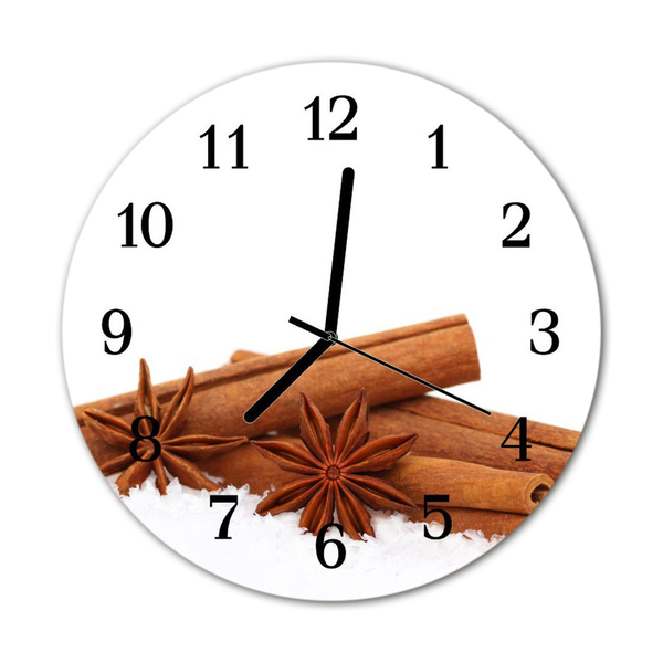 Glass Kitchen Clock Vanilla food and drinks brown, white