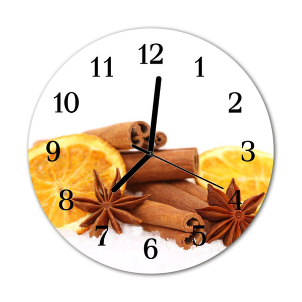 Glass Kitchen Clock Vanilla lemon food and drinks brown, yellow