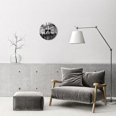 Glass Kitchen Clock Bridge city grey