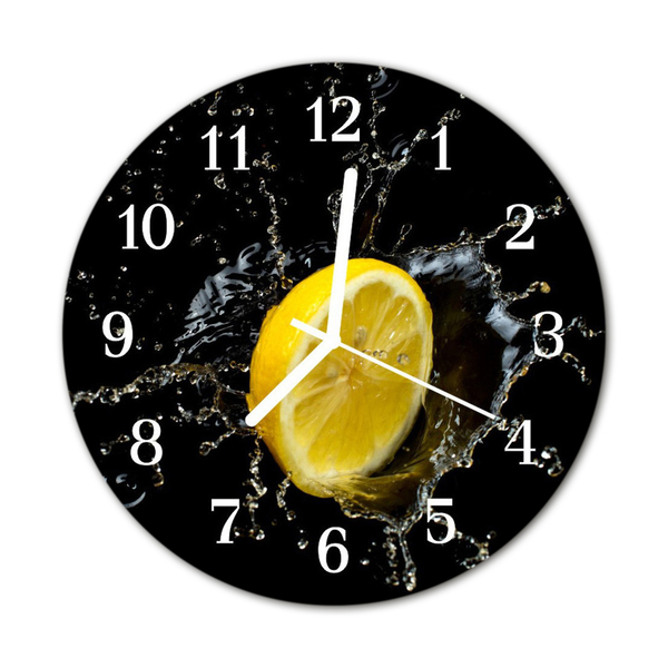 Glass Kitchen Clock Lemon fruit yellow