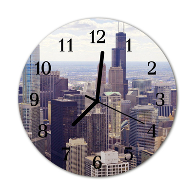 Glass Kitchen Clock Skyline beverages multi-coloured