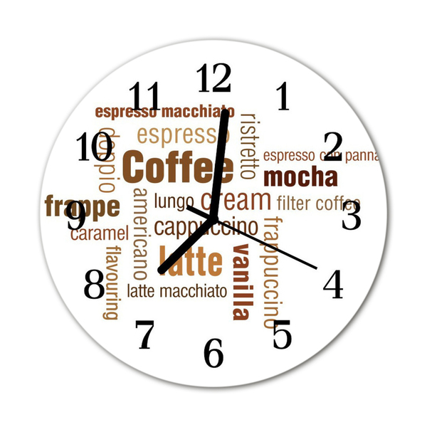 Glass Kitchen Clock Coffee food and drinks brown