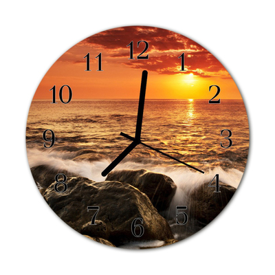 Glass Kitchen Clock Sunset nature orange