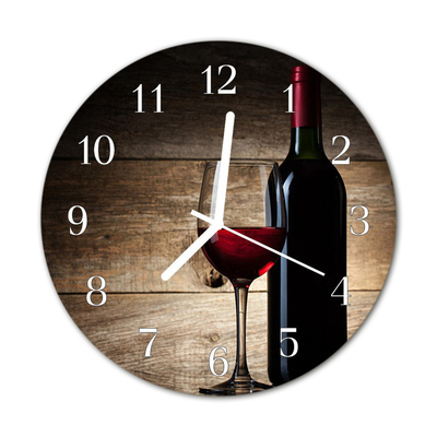 Glass Kitchen Clock Wine food and drinks red