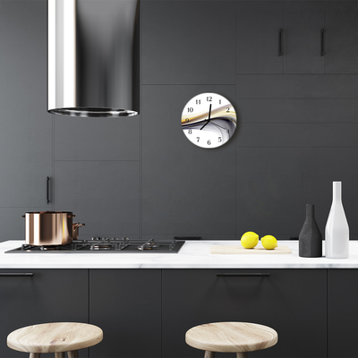 Glass Kitchen Clock Abstract art grey