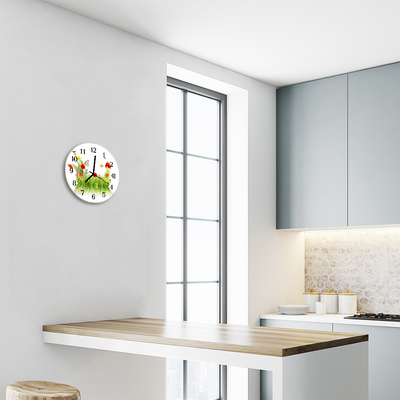 Glass Kitchen Clock Meadow landscape multi-coloured