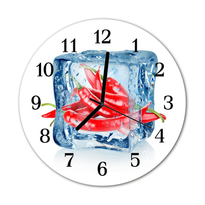 Glass Kitchen Clock Ice chili ice chili red