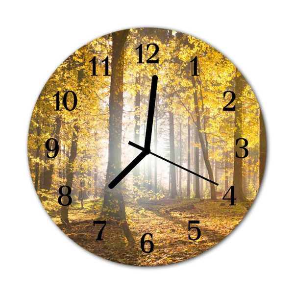 Glass Kitchen Clock Forest autumn forest autumn yellow