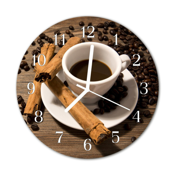 Glass Kitchen Clock Cinnamon coffee cinnamon food and drinks brown