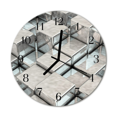 Glass Kitchen Clock Cube cube grey