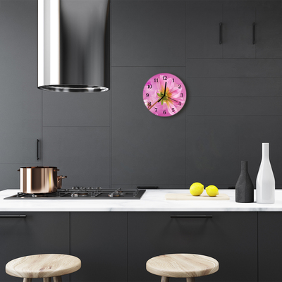 Glass Kitchen Clock Flower flower pink