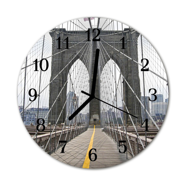 Glass Kitchen Clock Brooklyn bridge brooklyn bridge grey