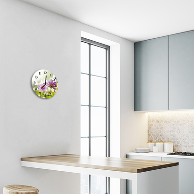 Glass Kitchen Clock Meadow landscape multi-coloured