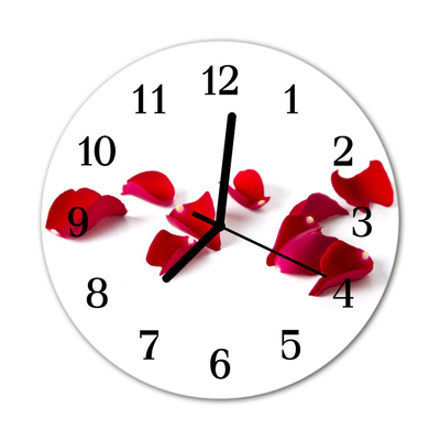 Glass Kitchen Clock Rose petals blossoms red