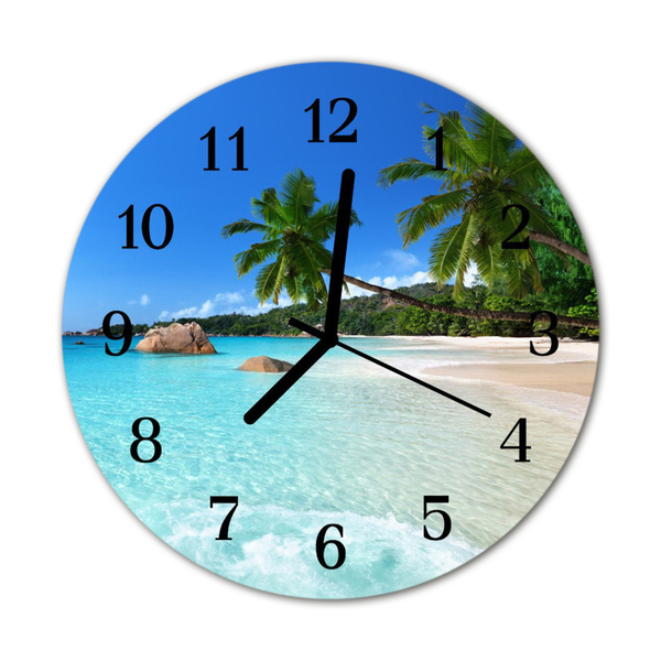 Glass Kitchen Clock Beach landscape blue